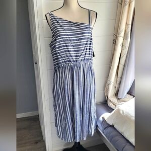 52seven Sleeveless Nautical Striped Asymmetrical Dress Size Large